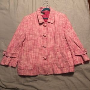 A Pink Tweed Jacket with pockets and flared sleeve